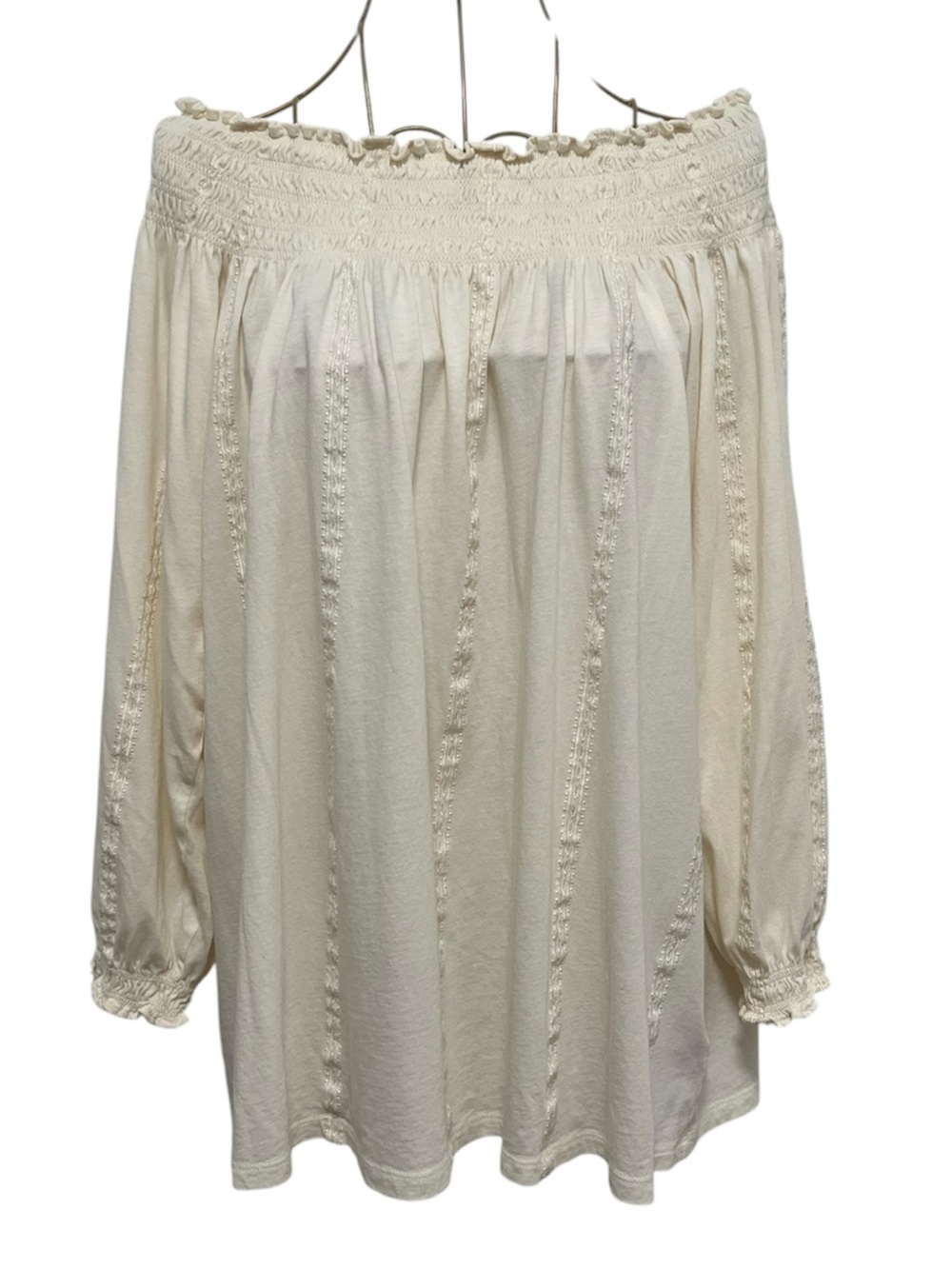 Ralph Lauren Ivory Peasant 3/4 Sleeve Blouse Top Cotton Modal Blend